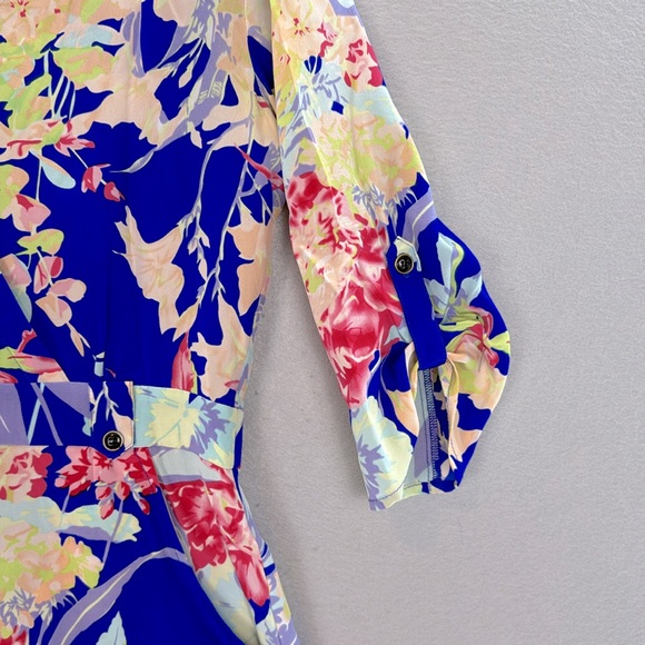 Yumi Kim - women’s 100% silk Liz Romper blue zean floral print 3/4 sleeve SZ XS - Picture 5 of 8